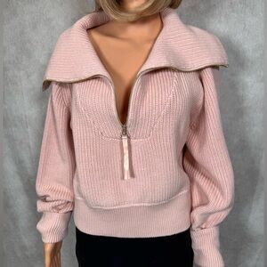 Varley Pink Turtleneck Sweater with Chunky Knit